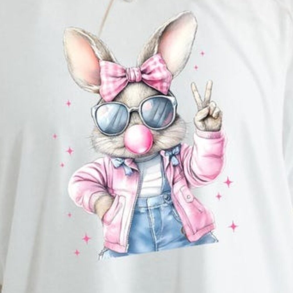 Retro Easter Bunny Blowing Gum Shirt, Happy Easter Shirt - Picture 2 of 3